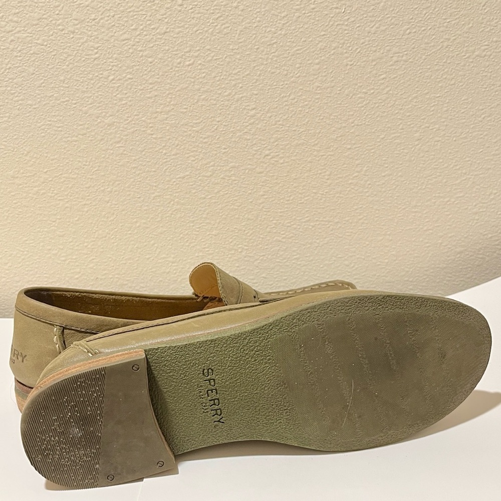 Women’s Sperry Leather Penny Loafers Greenish Khaki Color Size 8.5 - Picture 5 of 7